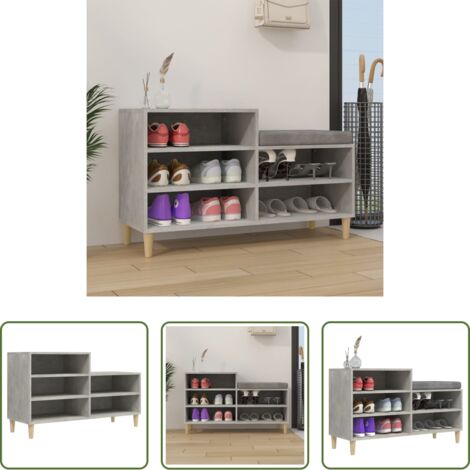 Scarpiera grigio cemento -  Scarpiera Grigio Cemento 102x36x60 cm in Legno Multistrato
