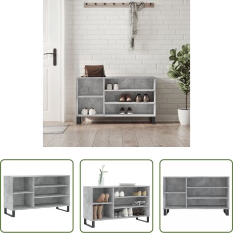 Scarpiera grigio cemento -  Scarpiera Grigio Cemento 102x36x60 cm in Legno Multistrato
