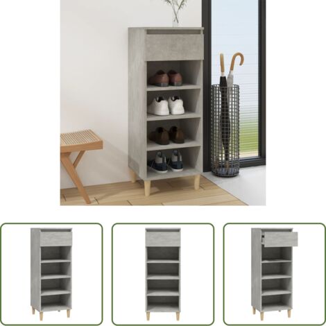 Scarpiera grigio cemento -  Scarpiera Grigio Cemento 40x36x105 cm in Legno Multistrato