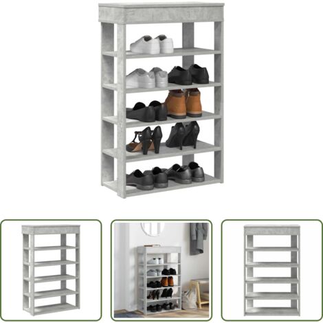 Scarpiera grigio cemento -  Scarpiera Grigio Cemento 60x30x98 cm in Legno Multistrato