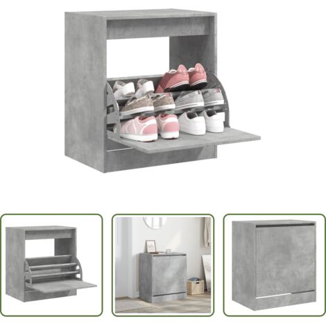 Scarpiera grigio cemento -  Scarpiera Grigio Cemento 60x42x69 cm in Legno Multistrato