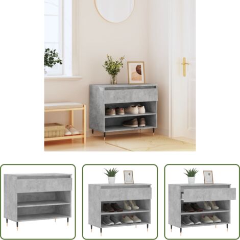 Scarpiera grigio cemento -  Scarpiera Grigio Cemento 70x36x60 cm in Legno Multistrato