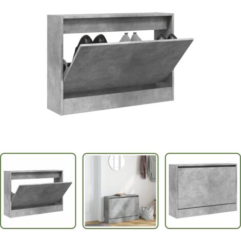 Scarpiera grigio cemento -  Scarpiera Grigio Cemento 80x21x57 cm in Legno Multistrato
