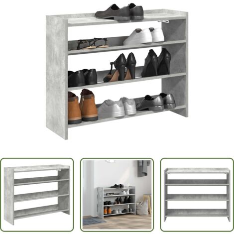 Scarpiera grigio cemento -  Scarpiera Grigio Cemento 80x25x62 cm in Legno Multistrato