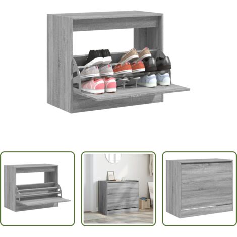 Scarpiera grigio -  Scarpiera Grigio Sonoma 80x42x69 cm in Legno Multistrato