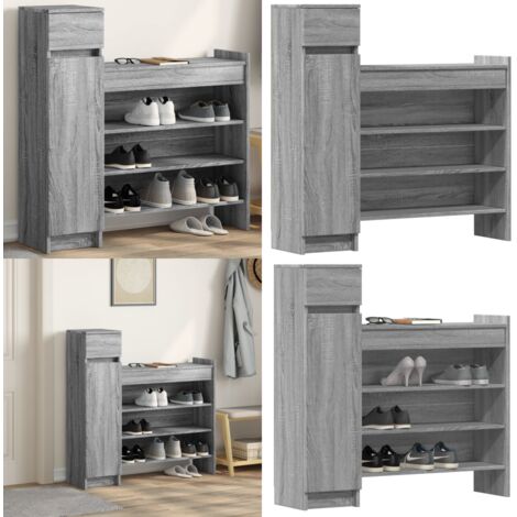 Scarpiera Grigio Sonoma 100,5x28x100 cm in Legno Multistrato - Scarpiera con cassetto - Scarpiera con ripiani