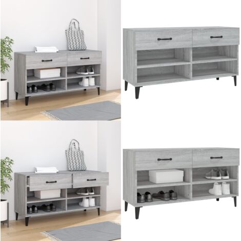 Scarpiera Grigio Sonoma 102x35x55 cm in Legno Multistrato - Scarpiera grigio sonoma - Scarpiera con cassetti