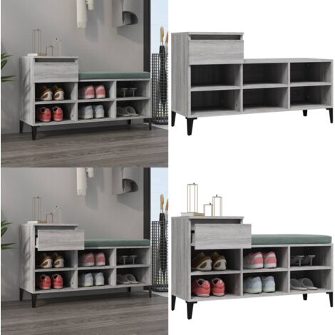 Scarpiera Grigio Sonoma 102x36x60 cm in Legno Multistrato - Scarpiera grigio - Scarpiera da interno