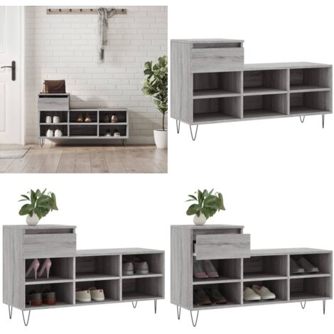 Scarpiera Grigio Sonoma 102x36x60 cm in Legno Multistrato - Scarpiera grigio sonoma - Scarpiera con cassetto