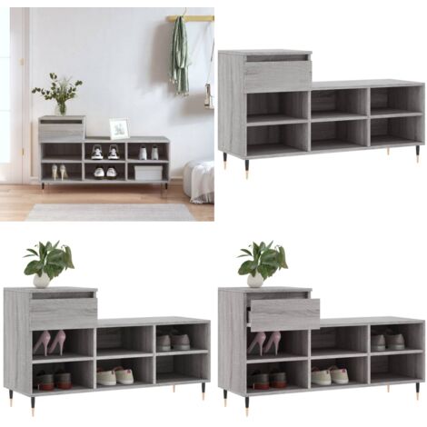 Scarpiera Grigio Sonoma 102x36x60 cm in Legno Multistrato - Scarpiera grigio sonoma - Scarpiera con cassetto