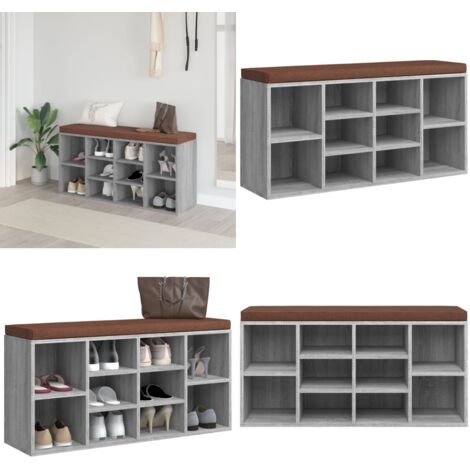 Scarpiera Grigio Sonoma 103x30x48 cm in Legno Multistrato - Panca porta scarpe - Scarpiera grigio sonoma