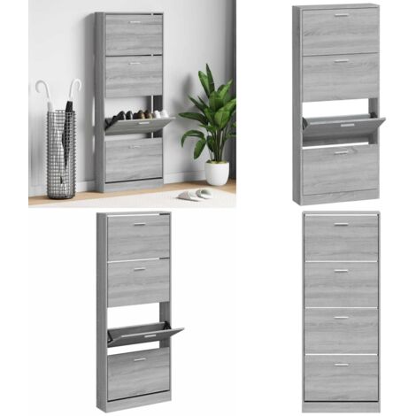 Scarpiera Grigio Sonoma 59x17x150 cm in Legno Multistrato - Scarpiera moderna - Scarpiera da ingresso