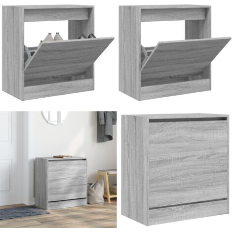 Scarpiera Grigio Sonoma 60x34x63,5 cm in Legno Multistrato - Scarpiera da interno - Scarpiera per ingresso