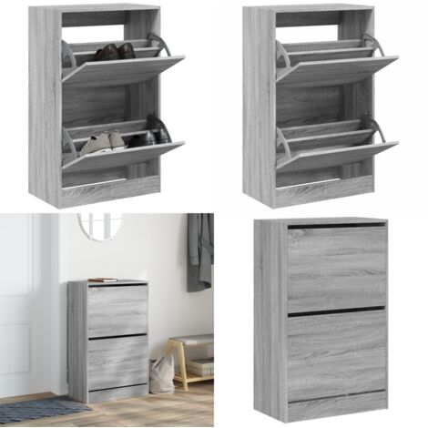 Scarpiera Grigio Sonoma 60x34x96,5 cm in Legno Multistrato - Scarpiera da interno - Scarpiera per ingresso