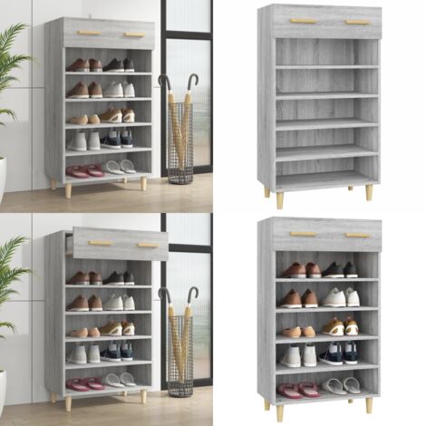 Scarpiera Grigio Sonoma 60x35x105 cm in Legno Multistrato - Scarpiera minimalista - Scarpiera scandinava