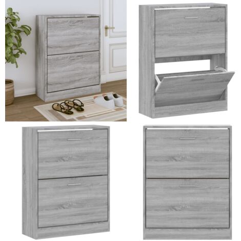 Scarpiera Grigio Sonoma 63x24x81 cm in Legno Multistrato - Scarpiera moderna - Scarpiera da ingresso