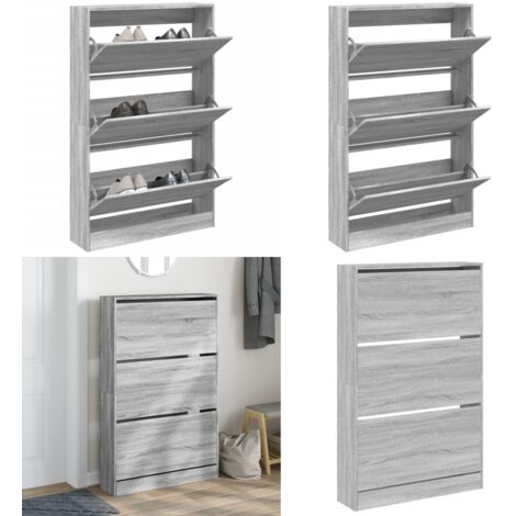 Scarpiera Grigio Sonoma 80x21x125,5 cm in Legno Multistrato - Scarpiera da interno - Scarpiera per ingresso