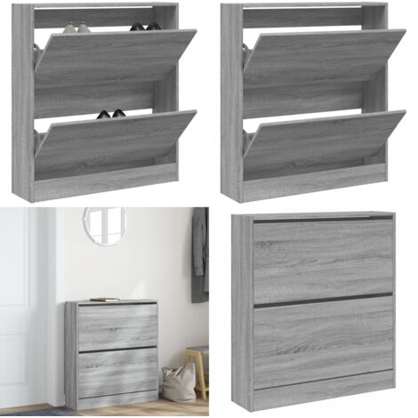 Scarpiera Grigio Sonoma 80x21x87,5 cm in Legno Multistrato - Scarpiera da interno - Scarpiera per ingresso