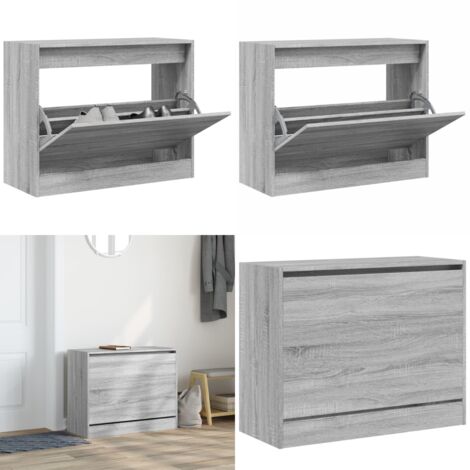 Scarpiera Grigio Sonoma 80x34x63 cm in Legno Multistrato - Scarpiera da interno - Scarpiera per ingresso