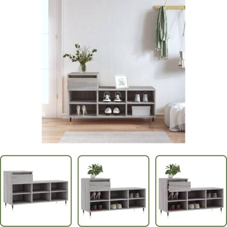 Scarpiera grigio sonoma -  Scarpiera Grigio Sonoma 102x36x60 cm in Legno Multistrato