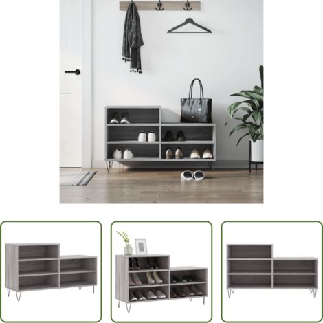 Scarpiera grigio sonoma -  Scarpiera Grigio Sonoma 102x36x60 cm in Legno Multistrato