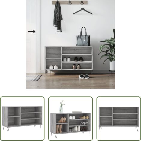 Scarpiera grigio sonoma -  Scarpiera Grigio Sonoma 102x36x60 cm in Legno Multistrato