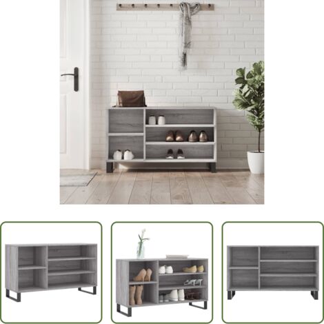 Scarpiera grigio sonoma -  Scarpiera Grigio Sonoma 102x36x60 cm in Legno Multistrato