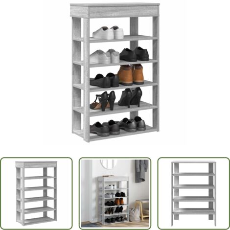 Scarpiera grigio sonoma -  Scarpiera Grigio Sonoma 60x30x98 cm in Legno Multistrato