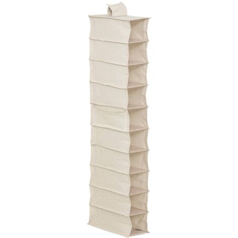 Scarpiera groomy 10 scomparti con cestino beige 128x15,5 cm - 5five