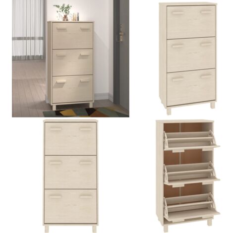 Scarpiera HAMAR ambra 59,5x35x117 cm in Legno Massello di Pino - Scarpiera per casa - Scarpiera in pino