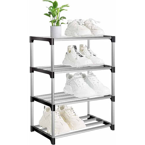 Scarpiera impilabile portascarpe scaffale 4 ripiani Organizer Scarpe salvaspazio