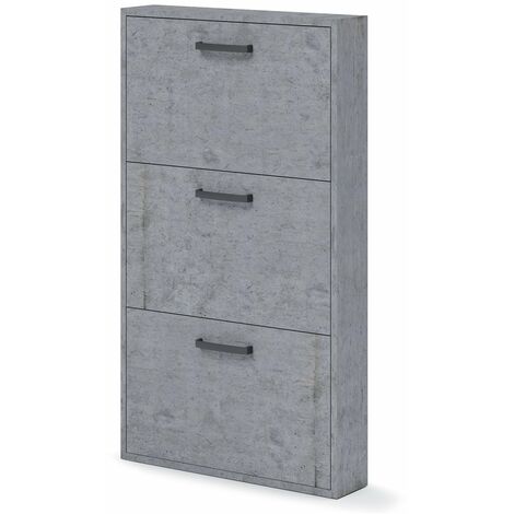 Scarpiera in kit di legno melamminico misura 65x15x108 cm colore cemento