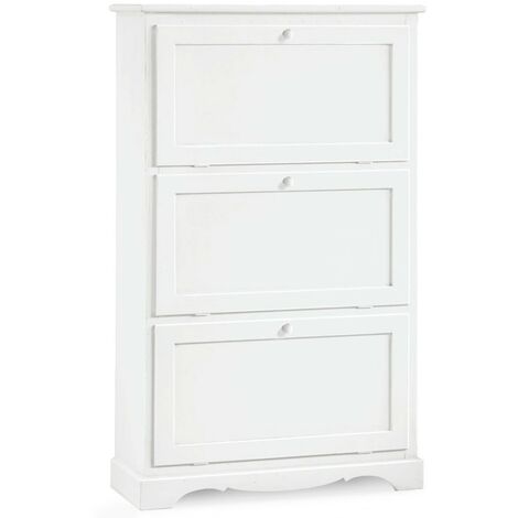 Scarpiera in legno  3 scomparti  Colori Legno: Bianco Opaco