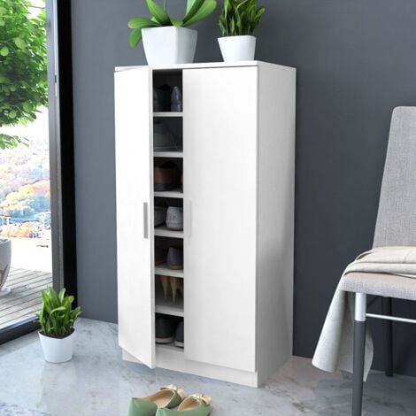 Scarpiera in Legno 55x35x108 cm con Ripiani e Ante vari colori colore : BIANCO