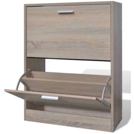 Scarpiera con 2 Scomparti in Legno Salvaspazio Porta Scarpe Mobile Organizer Casa Arredi per Interni Salvaspazio Bianco/Naturale