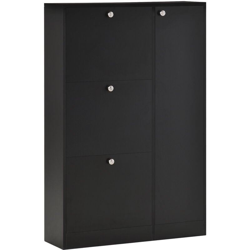 Benzoni - Scarpiera in Legno Nero 8 Scomparti 80x24x120 cm