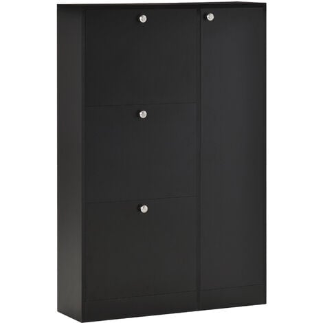 Scarpiera In Legno Nero 8 Scomparti 80x24x120 Cm