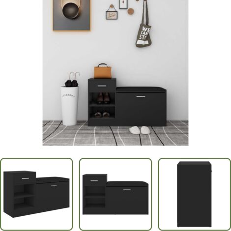 Scarpiera in legno - Panca Porta Scarpe Nera 94,5x31x57 cm in Legno Multistrato