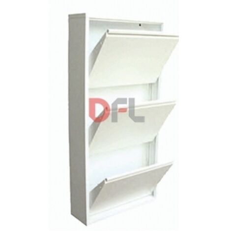 Scarpiera in Metallo 3 Ante Basculanti Colore Bianco 50x15x109H cm