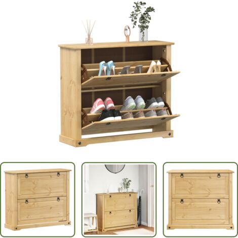 Scarpiera in pino -  Scarpiera Corona 99x32x85 cm in Legno Massello di Pino