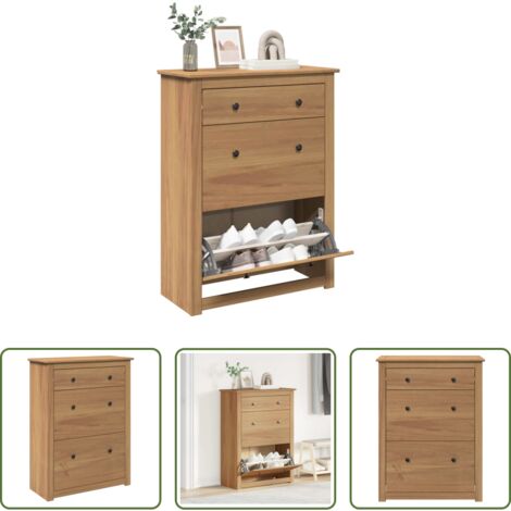 Scarpiera in pino -  Scarpiera Panama 80x35x105 cm Legno Massello di Pino