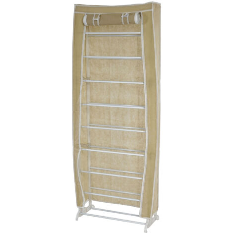 Scarpiera in tessuto modello T349 molto pratico 9 ripiani 18x52x140cm avorio