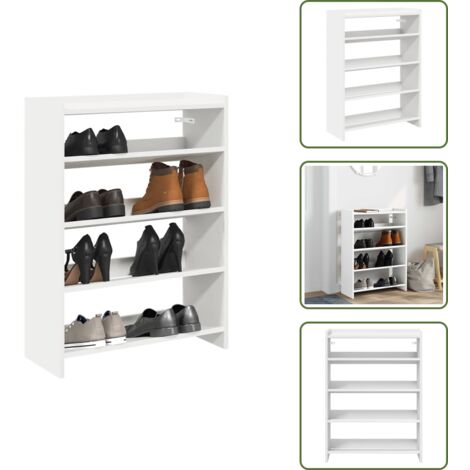 Scarpiera in truciolato - vidaXL Scarpiera Bianca 60x25x81 cm in Legno Multistrato - Scarpiera salvaspazio