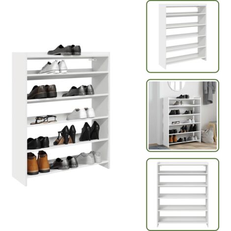 Scarpiera in truciolato - vidaXL Scarpiera Bianca 80x25x100 cm in Legno Multistrato - Scarpiera salvaspazio