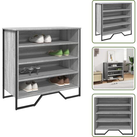 Scarpiera in truciolato - vidaXL Scarpiera Grigio Sonoma 80x38x78 cm in Truciolato - Scarpiera con mensole