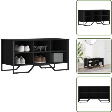 Scarpiera in truciolato - vidaXL Scarpiera Nera 90x38x45,5 cm in Truciolato - Scarpiera con mensole