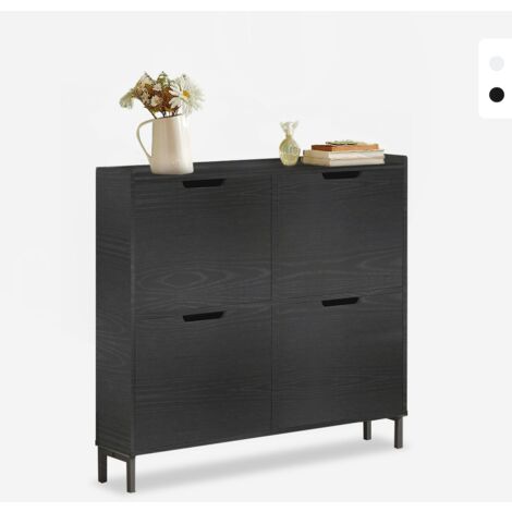 AHD AMAZING HOME DESIGN Scarpiera ingresso 4 scomparti a ribalta 8 paia di scarpe Botes - Nero