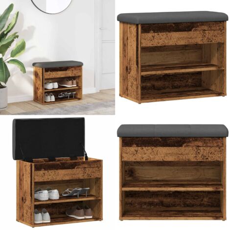 Scarpiera Legno Antico 62x32x50 cm in Legno Multistrato - Scarpiera da corridoio - Panca porta scarpe