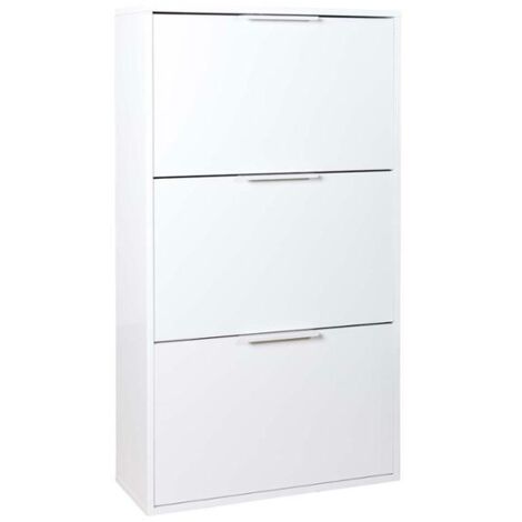 SCARPIERA LEGNO BIANCO 3 RIBALTE CM 65X15X105H