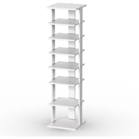 Scarpiera legno salvaspazio 7 livelli ingresso camera da letto scaffale per scarpe casa dispositivo antiribaltamento Bianco
